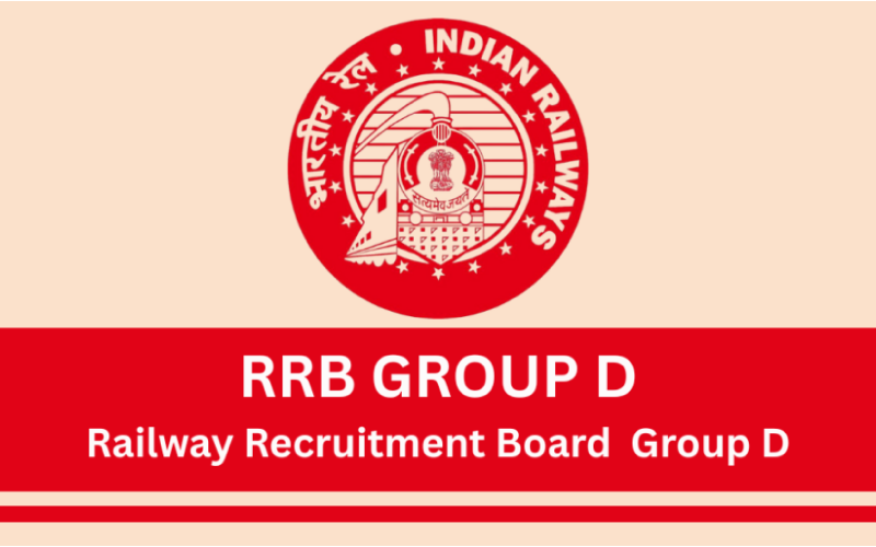 Official RRB logo with "RRB Group D" text on a professional blue and orange background for coaching in Ajmer.