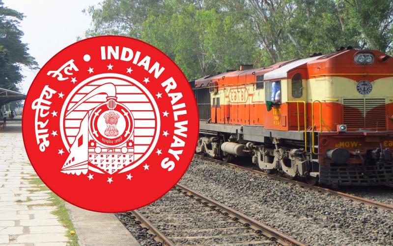 Indian Railways train with official logo representing RRB NTPC exam preparation and railway job coaching in Ajmer