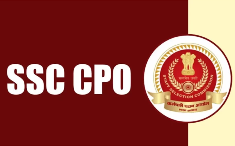 Staff Selection Commission logo next to bold white text reading "SSC CPO" on a professional maroon and cream background.