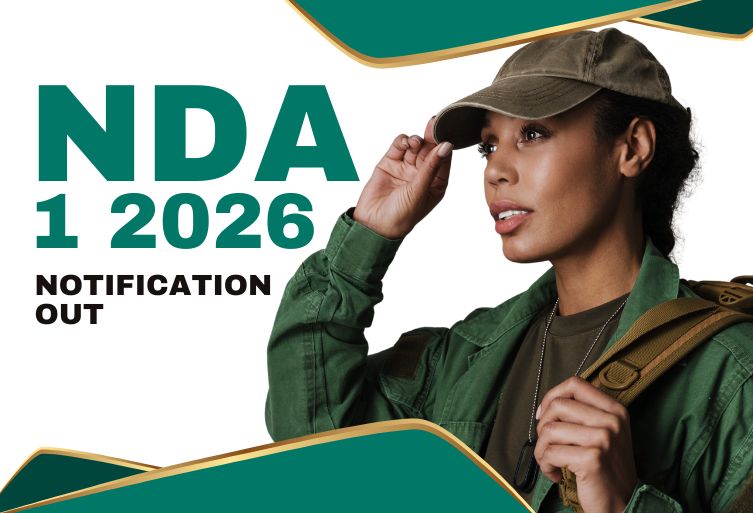 NDA 1 2026 notification out showing defence aspirant in uniform preparing for UPSC NDA exam