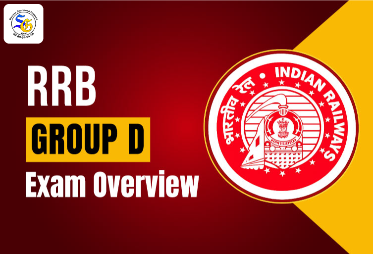 RRB Group D Exam Overview banner with Indian Railways logo and red background design