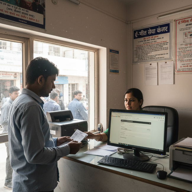 Electricity bill payment at E-Mitra center Ajmer