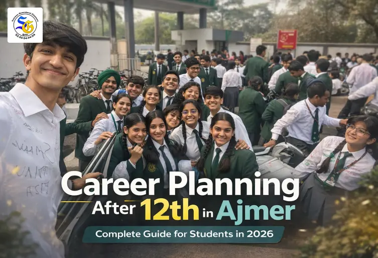Career planning after 12th in Ajmer with students discussing future career options and guidance in 2026