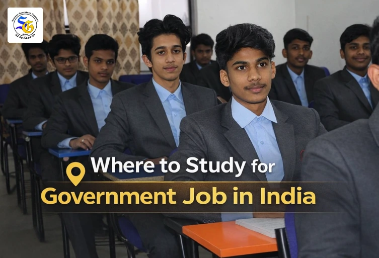 Students attending a classroom session for government job preparation in India