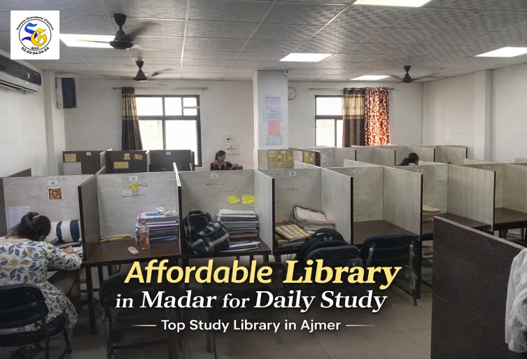 Affordable library in Madar Ajmer with individual study cabins and quiet environment for daily study