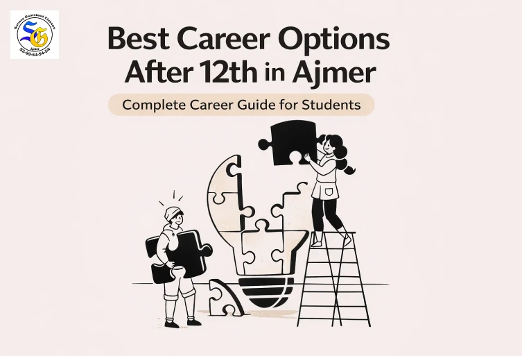 Best career options after 12th in Ajmer with students choosing future paths and guidance illustration by SG Classes